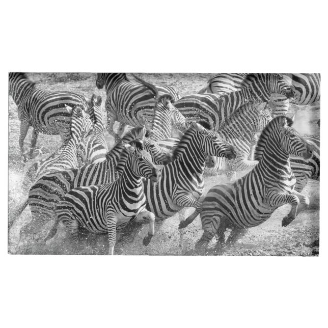 Zebras running place card holder (Front)