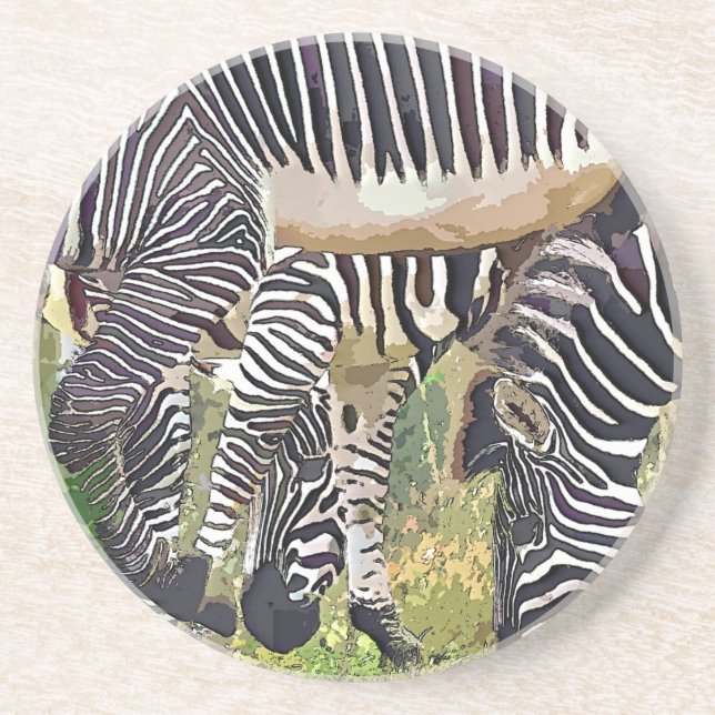 ZEBRAS SANDSTONE COASTER (Front)