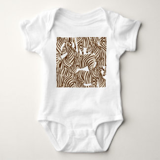 Zebras, wild savanna, seamless pattern baby bodysuit
