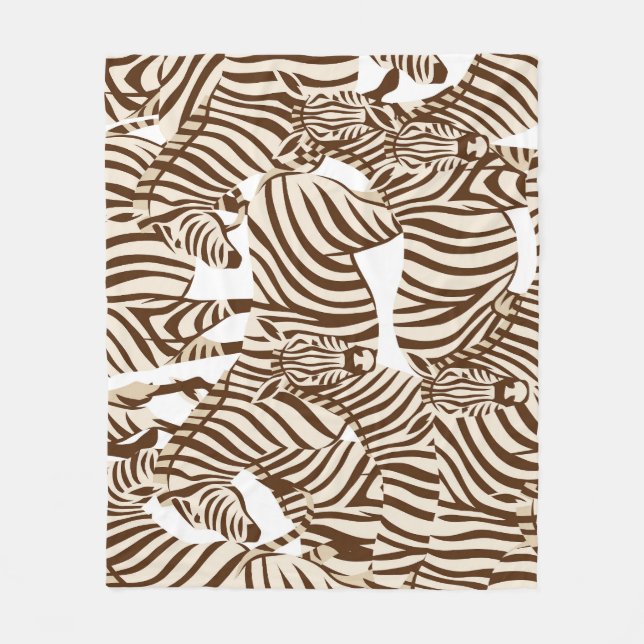 Zebras, wild savanna, seamless pattern fleece blanket (Front)