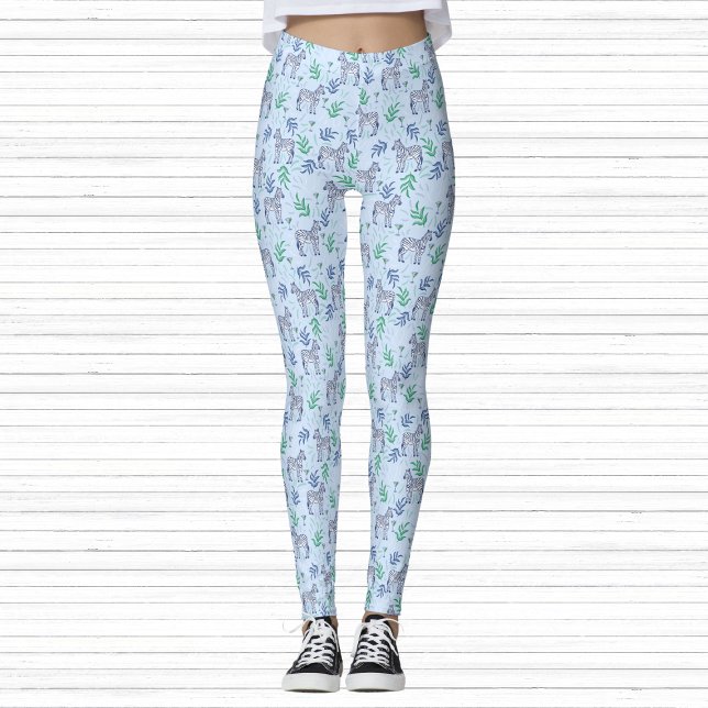 Zebras with Martinis Blue Fun Fitness Athleisure Leggings (Creator Uploaded)