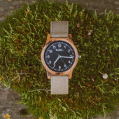 Zebrawood Custom Men's Wood Watch - Canvas Strap (Front)
