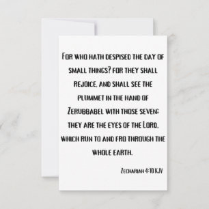 Zechariah 4:10 KJV Bible Scripture Greeting Card
