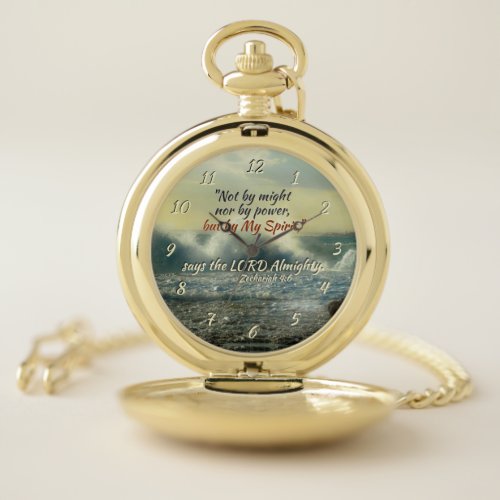 Zechariah 46 by My Spirit say the Lord Bible Card Pocket Watch
