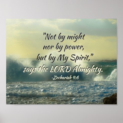Zechariah 46 Not by might nor by power Bible Poster