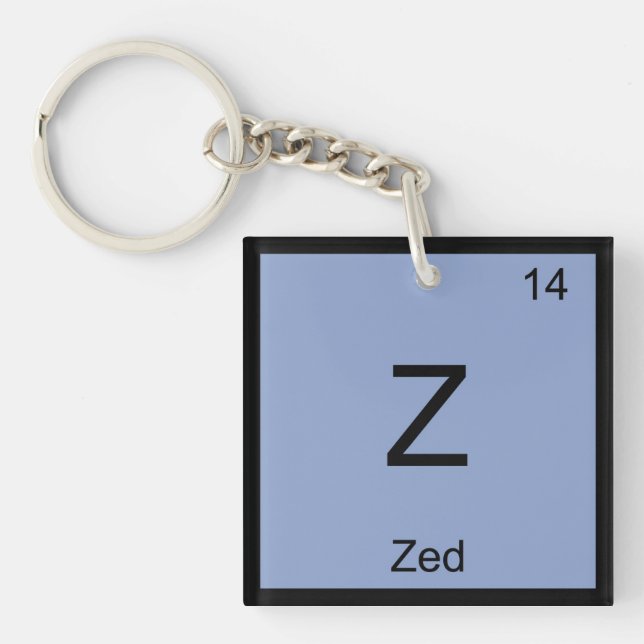 Zed Name Chemistry Element Periodic Table Keychain (Front)