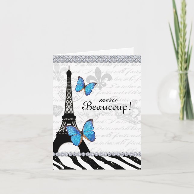 Zee Paris Thank You Eiffel Tower Zebra Butterfly  (Front)