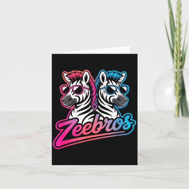 Zeebros Cute Zebra Duo Design For Zebros Lovers  Card (Front)