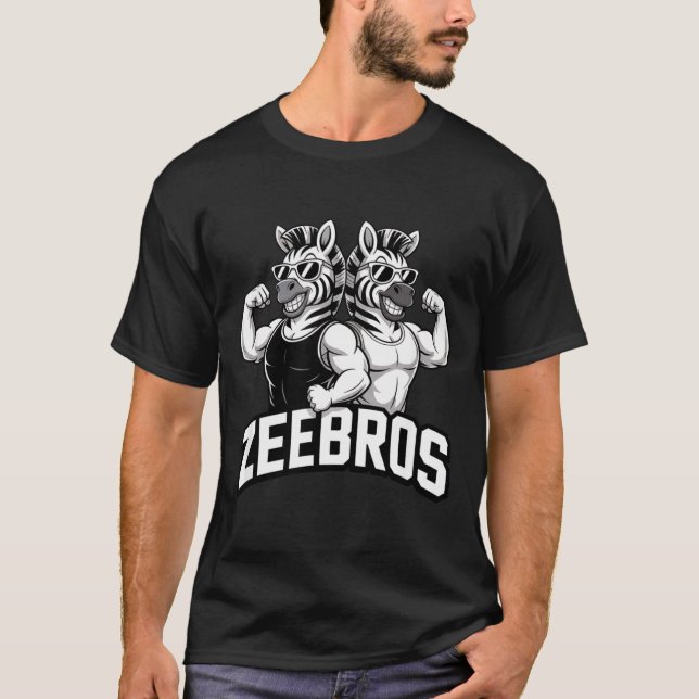 Zeebros Cute Zebra Duo Design For Zebros Lovers  T-Shirt (Front)
