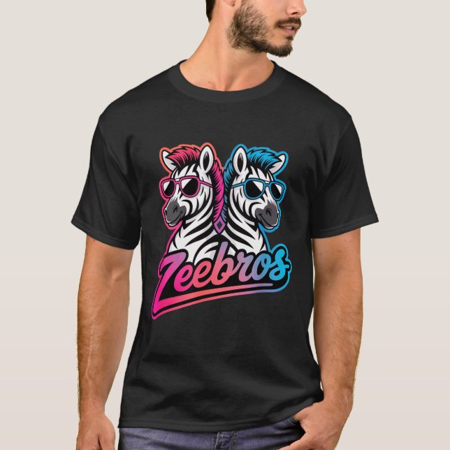 Zeebros Cute Zebra Duo Design For Zebros Lovers  T-Shirt (Front)