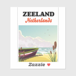 Zeeland Netherlands beach travel poster Sticker