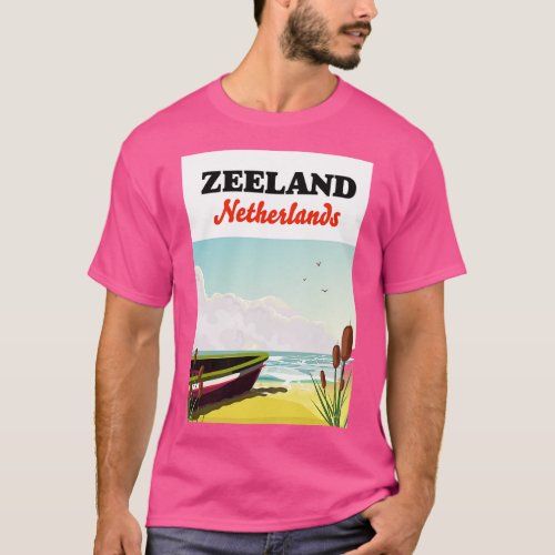 Zeeland Netherlands Rowing boat travel poster T_Shirt