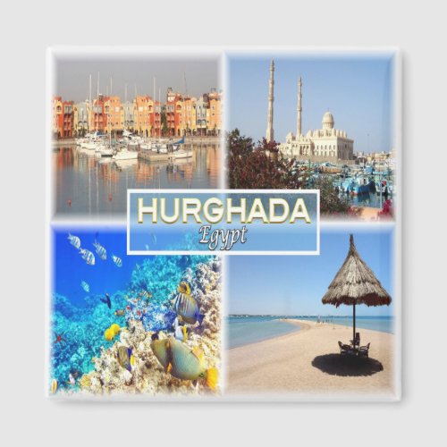 zEG062 mosaic of HURGHADA in Egypt Red Sea Fridge Magnet