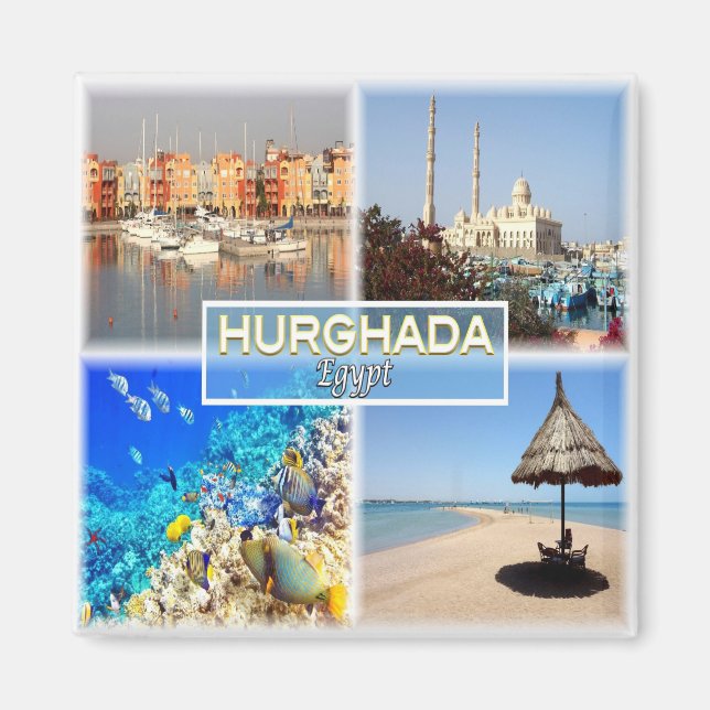 zEG062 mosaic of HURGHADA in Egypt Red Sea, Fridge Magnet (Front)