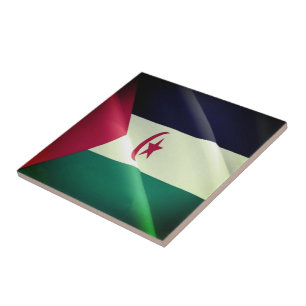 zEH002 WESTERN SAHARA, Waving Flag, Africa, Ceramic Tile