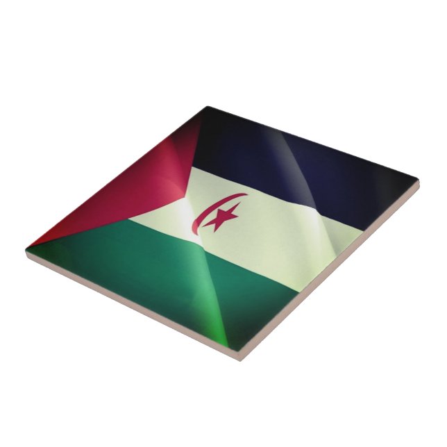 zEH002 WESTERN SAHARA, Waving Flag, Africa, Ceramic Tile (Side)