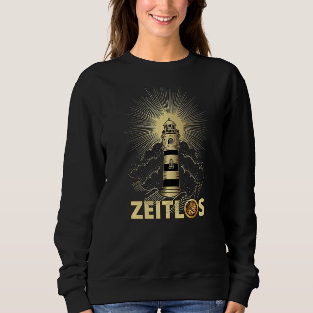 Zeitlos Timeless Lighthouse Sun Clouds & Waves Sweatshirt (Front)