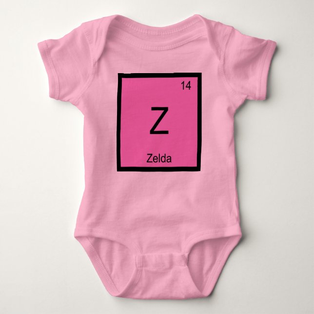 Zelda Name Chemistry Element Periodic Table Baby Bodysuit (Front)