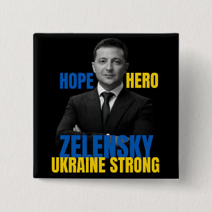 Zelensky Hope Hero Ukraine Strong  Button
