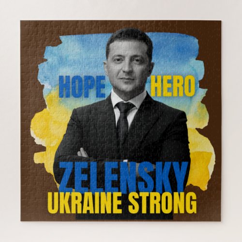 Zelensky Hope Hero Ukraine Strong  Jigsaw Puzzle