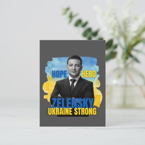 Zelensky Hope Hero Ukraine Strong  Postcard