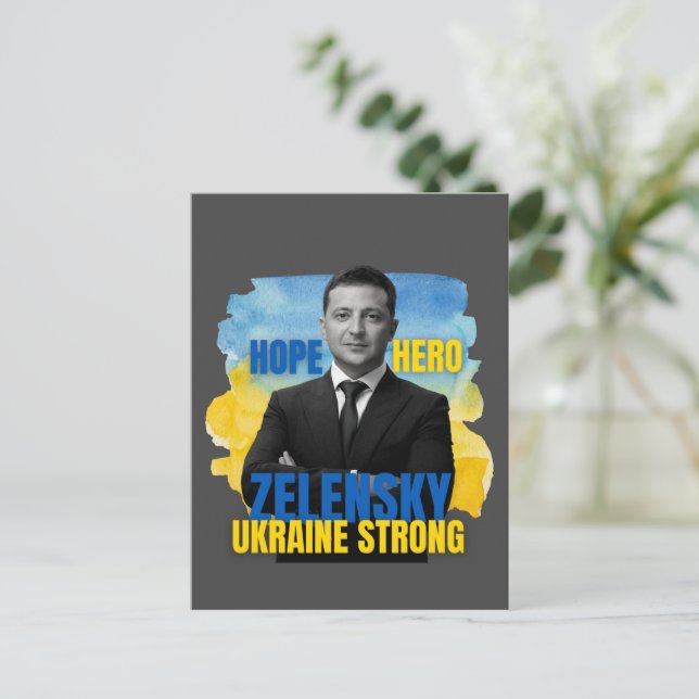 Zelensky Hope Hero Ukraine Strong  Postcard (Standing Front)