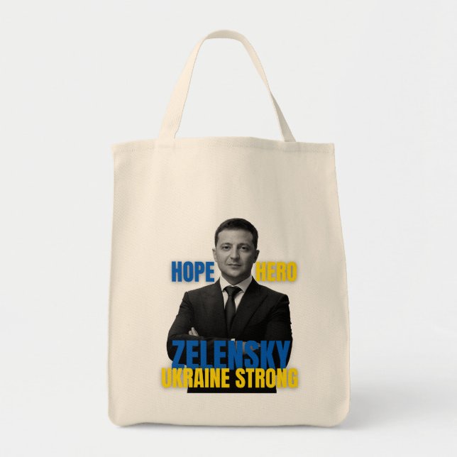 Zelensky Hope Hero Ukraine Strong  Tote Bag (Front)