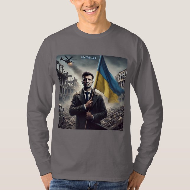 Zelenskyy Support Ukraine men's T-Shirt (Front)
