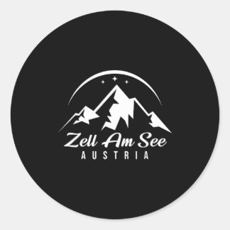 Zell am see austria ski resort skiing snowboarding classic round sticker