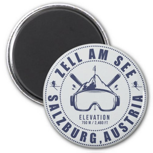 Zell am See Austria Vintage Minimalist Ski Magnet