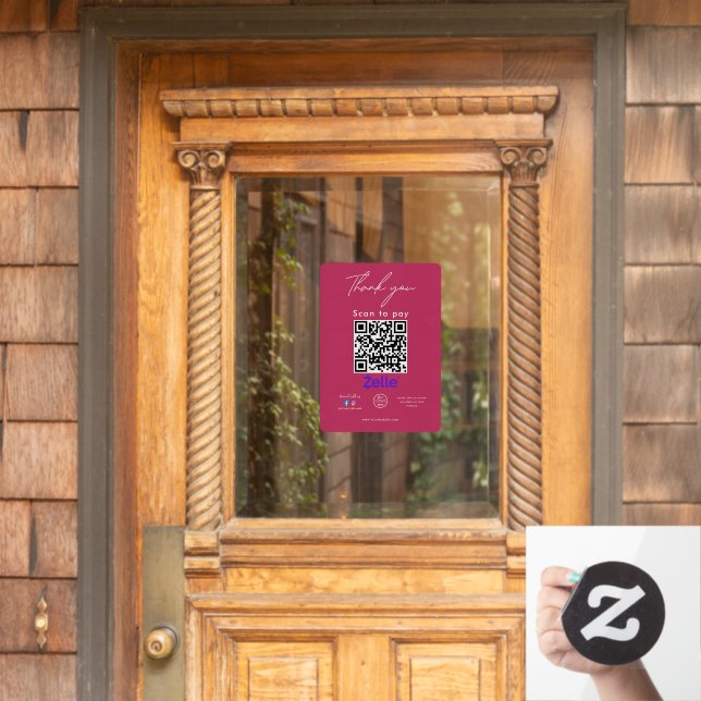 paulinaアカウント Zelle QR Code Payment | Scan to Pay Business Logo Window