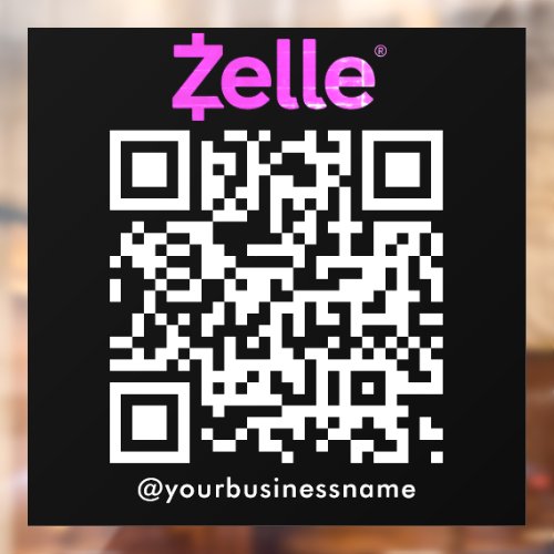 Zelle QR Code Payment Scan to Pay Black Window Cling
