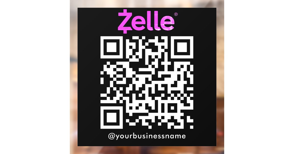 Zelle QR Code Payment Scan to Pay Black Window Cling Zazzle
