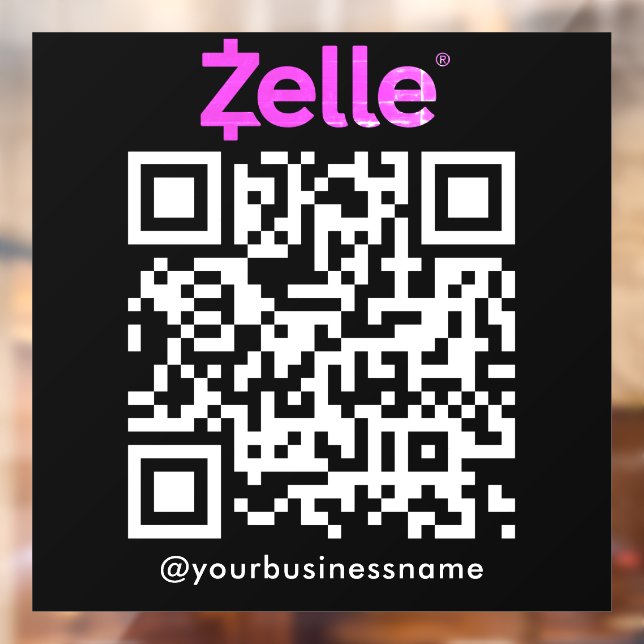 Zelle QR Code Payment Scan to Pay Black Window Cling (Sheet 2)