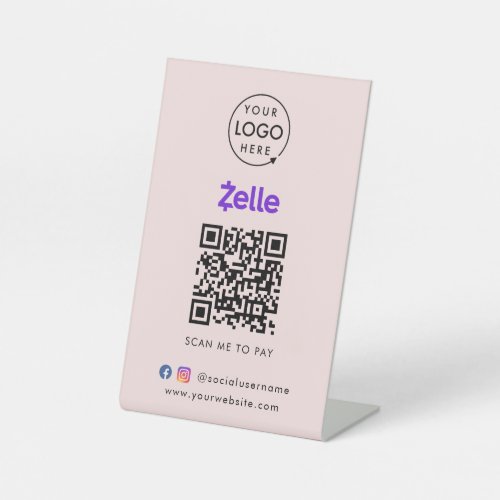 Zelle QR Code Payment  Scan to Pay Business Pink Pedestal Sign