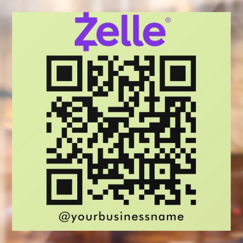 Zelle QR Code Payment Scan to Pay Lime Green Window Cling