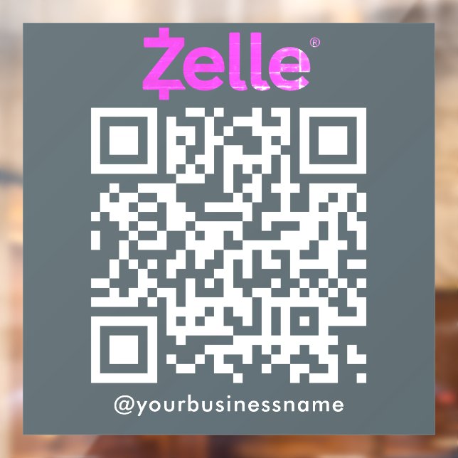 Zelle QR Code Payment Scan to Pay Navy Window Cling (Sheet 2)