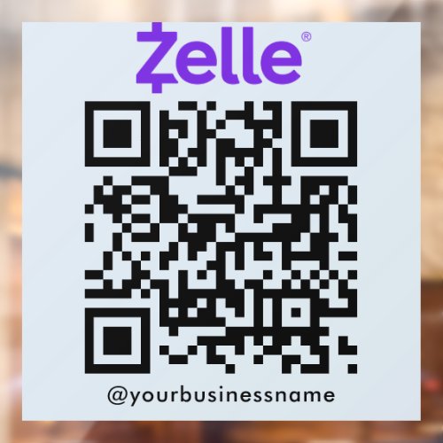 Zelle QR Code Payment Scan to Pay Soft Navy Window Cling