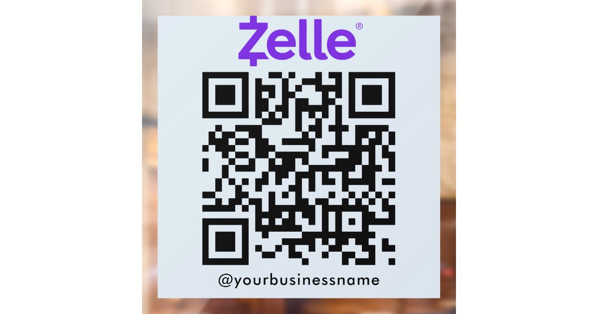 Zelle QR Code Payment Scan to Pay Soft Navy Window Cling Zazzle