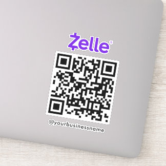 Zelle QR Code Payment Scan to Pay White Sticker