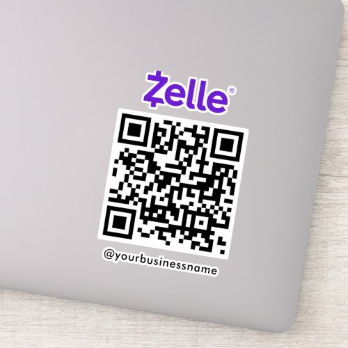 Zelle QR Code Payment Scan to Pay White Sticker