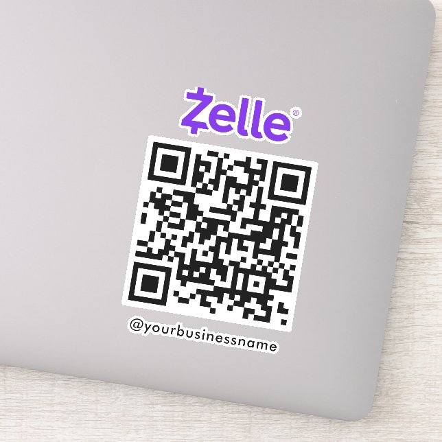 Zelle QR Code Payment Scan to Pay White Sticker (Detail)