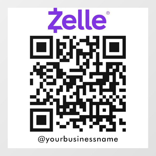 Zelle QR Code Payment Scan to Pay White Window Cling | Zazzle