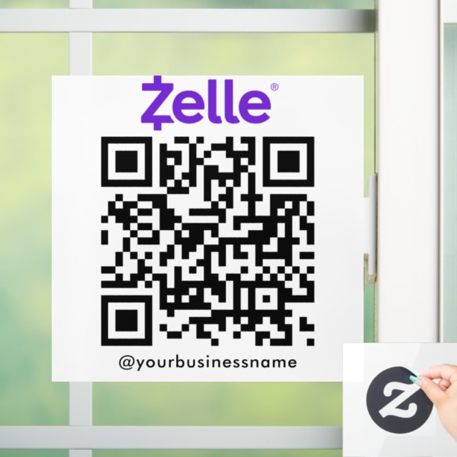 Zelle QR Code Payment Scan to Pay White Window Cling | Zazzle