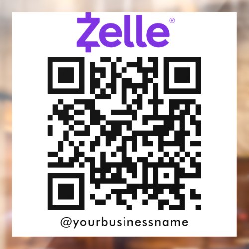 Zelle QR Code Payment Scan to Pay White Window Cling