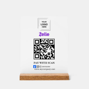 Zelle QR Code Scan to Pay Acrylic Business Sign