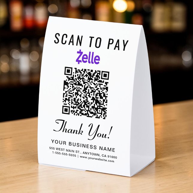 Zelle QR Code Scan To Pay Paper Table Tent (Zelle QR Code Scan To Pay Paper Table Tent)