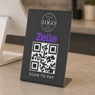 Zelle Scan to Pay Tabletop Display Pedestal Sign