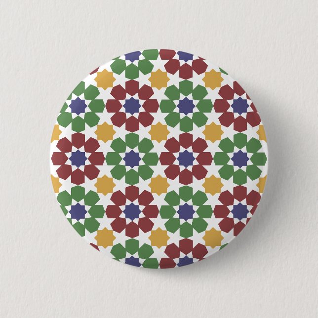 zellige Pattern Moroccan Ceramic Art Traditional Button (Front)