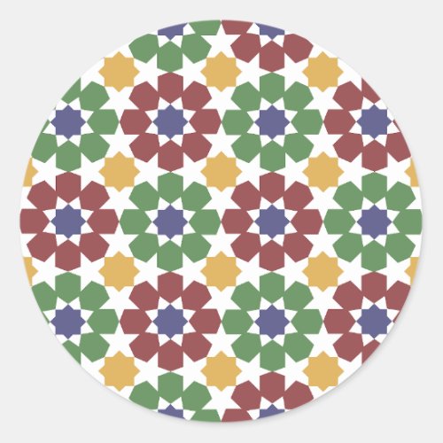 zellige Pattern Moroccan Ceramic Art Traditional  Classic Round Sticker